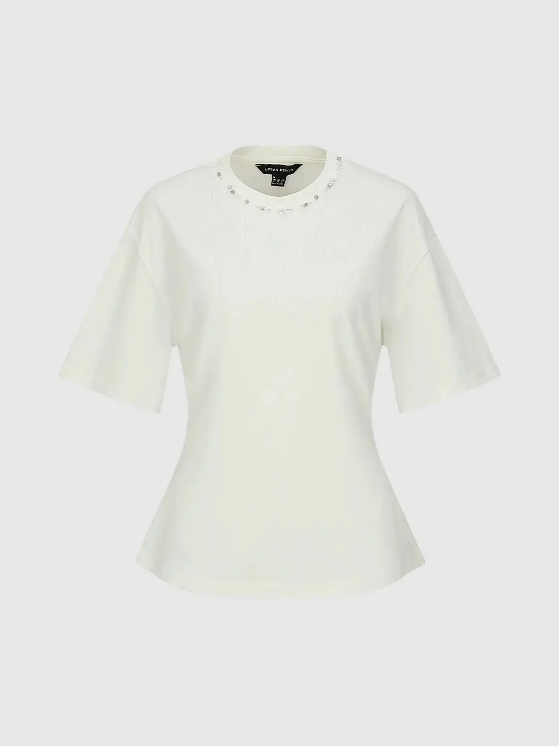 15448-beaded-crew-neck-cotton-blend-t-shirts-1.webp Beaded Crew Neck Cotton Blend T Shirts