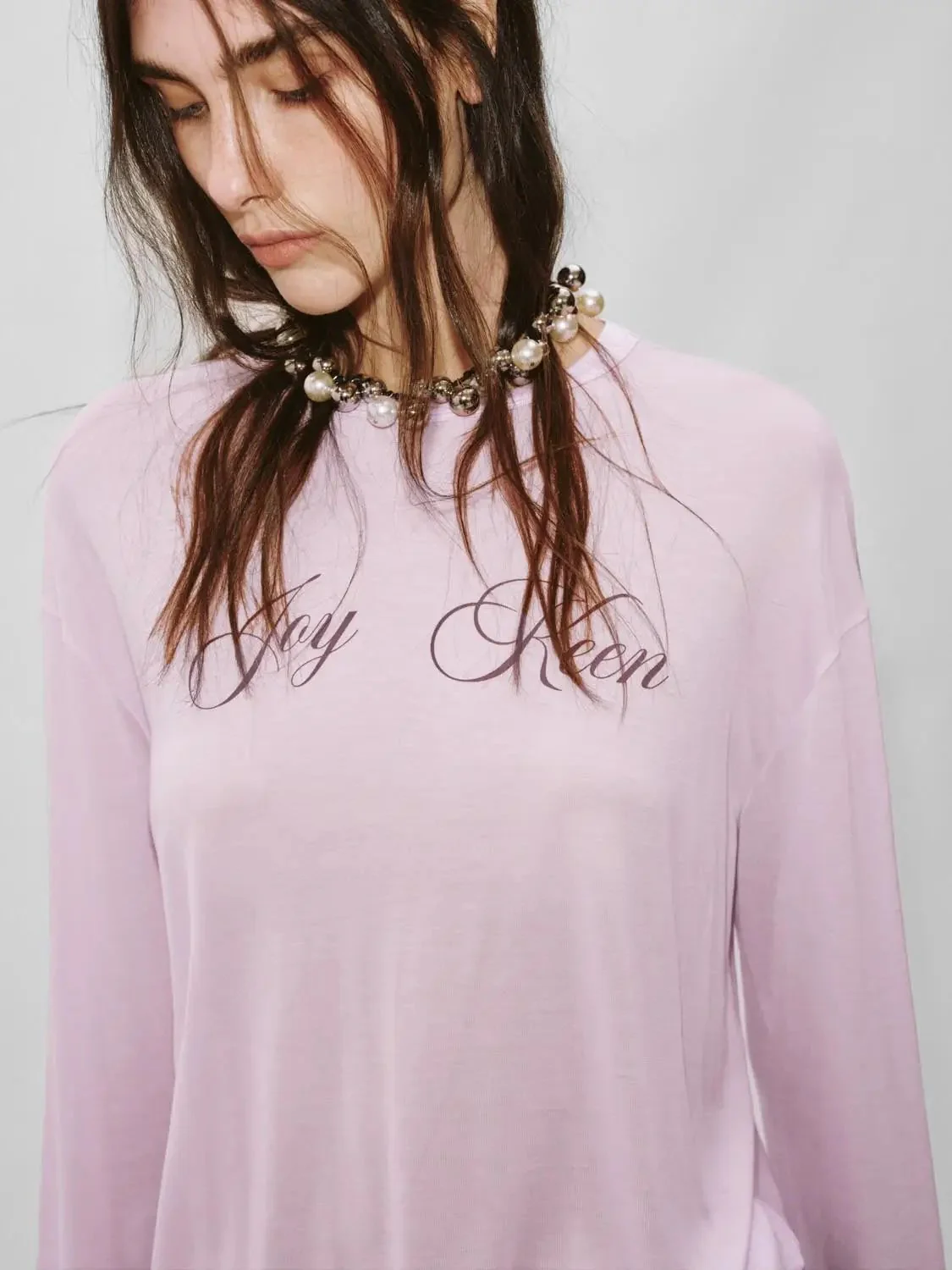 Elegant Soft Lyocell Printed Long Sleeve T Shirt