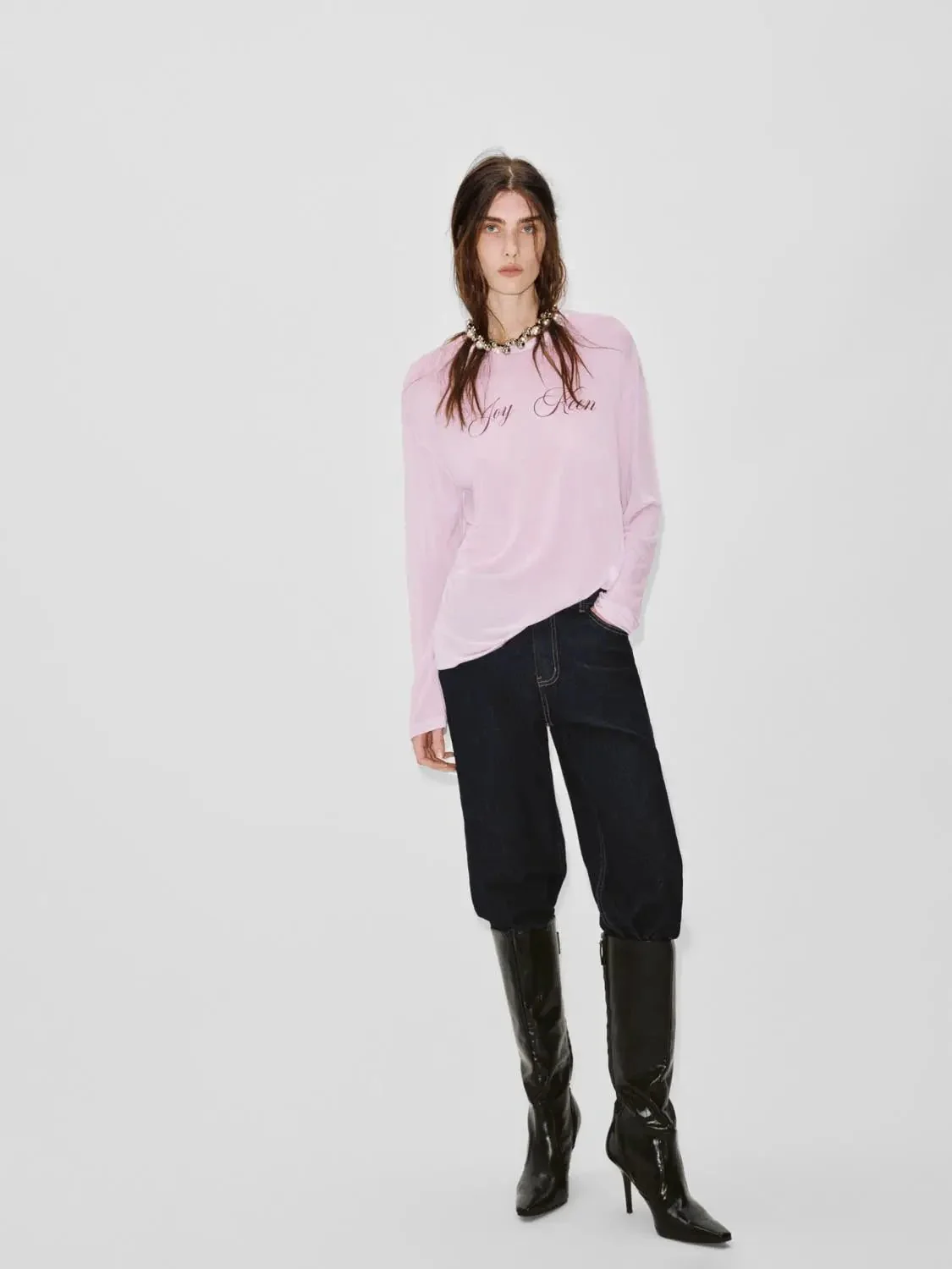 Elegant Soft Lyocell Printed Long Sleeve T Shirt