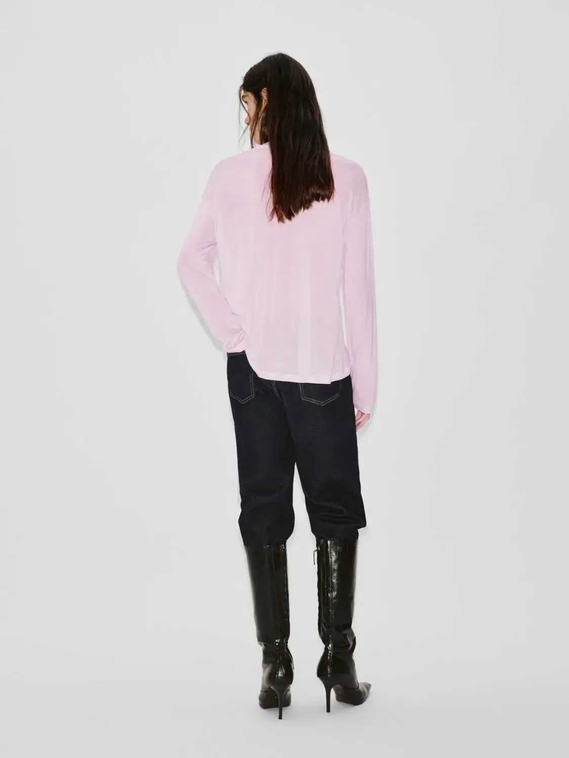 Elegant Soft Lyocell Printed Long Sleeve T Shirt