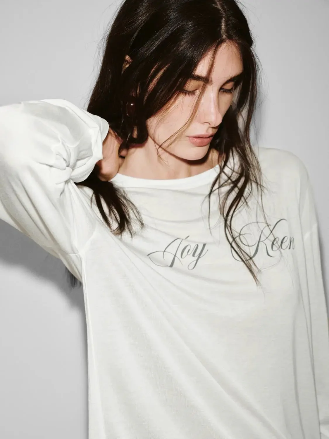 Elegant Soft Lyocell Printed Long Sleeve T Shirt