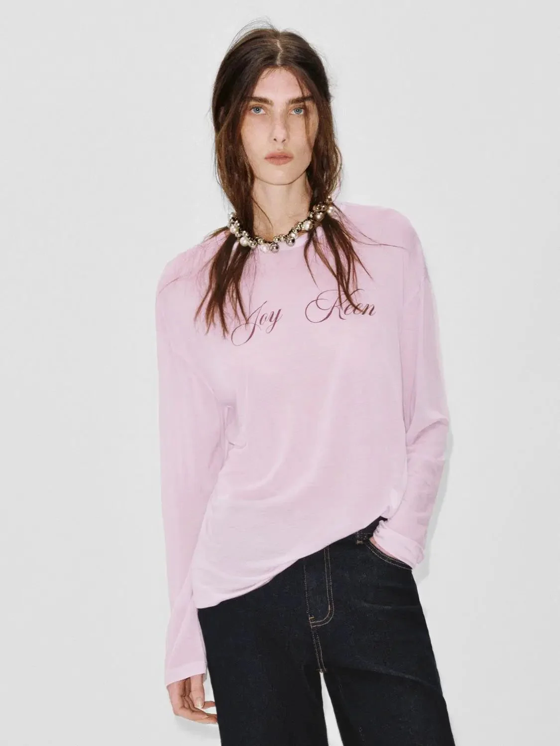 Elegant Soft Lyocell Printed Long Sleeve T Shirt