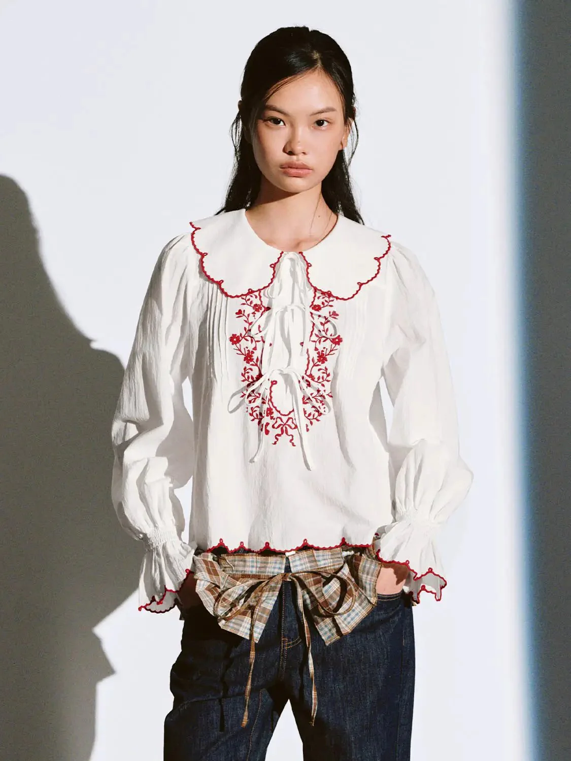 15476-contrast-ruffle-trim-tie-detail-overhead-shirts-1.webp Contrast Ruffle Trim Tie Detail Overhead Shirts