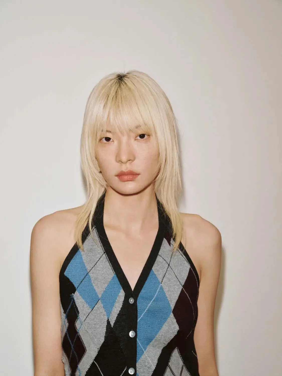 Halter Neck Argyle Knitted Cardigans