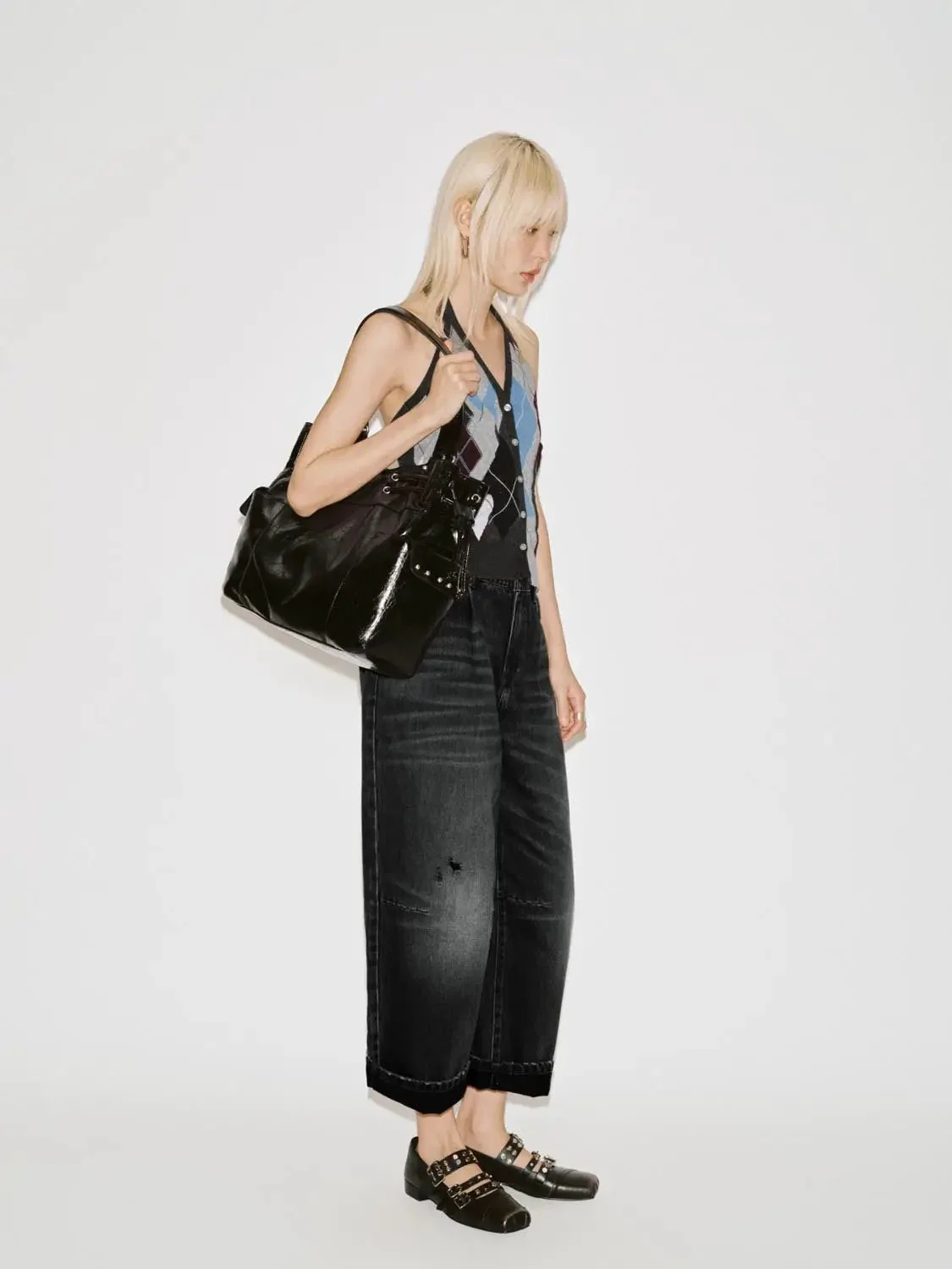 Halter Neck Argyle Knitted Cardigans