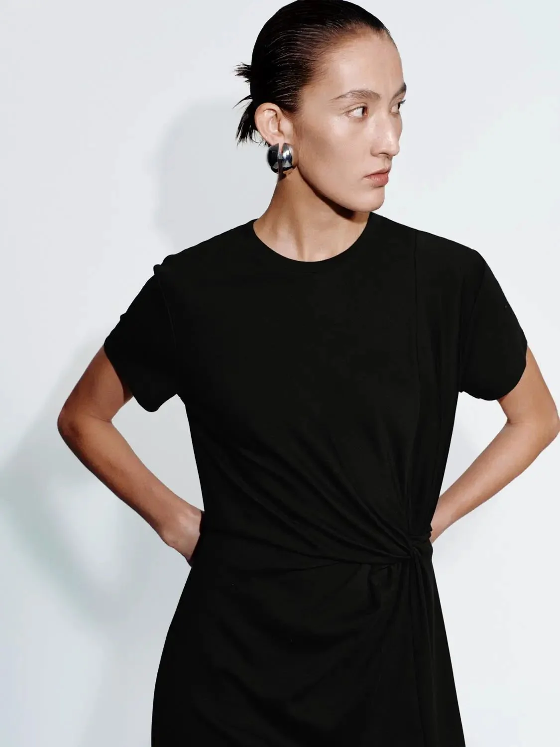 156-cotton-blend-draped-a-line-midi-dress-with-slit-3.webp Cotton Blend Draped A Line Midi Dress With Slit