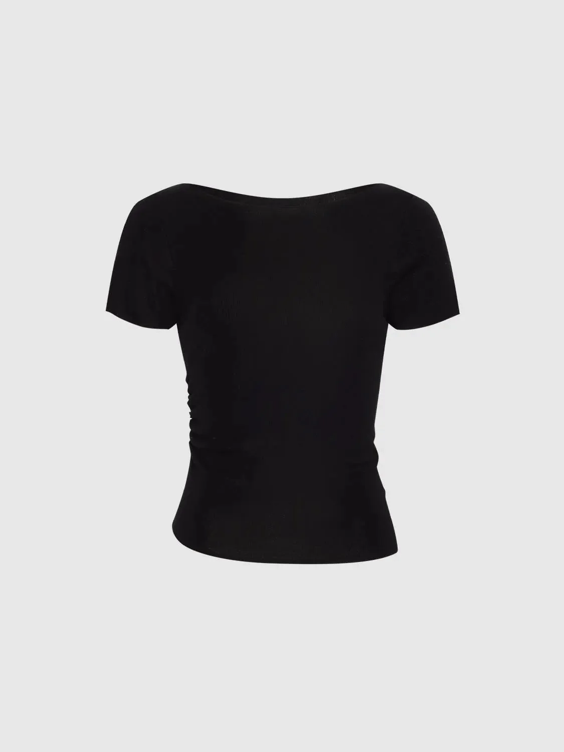 1560-boat-neck-ruched-knitted-t-shirts-7.webp Boat Neck Ruched Knitted T-Shirts
