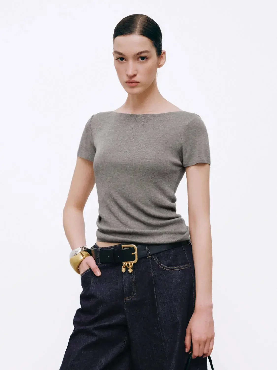 1560-boat-neck-ruched-knitted-t-shirts-9.webp Boat Neck Ruched Knitted T-Shirts