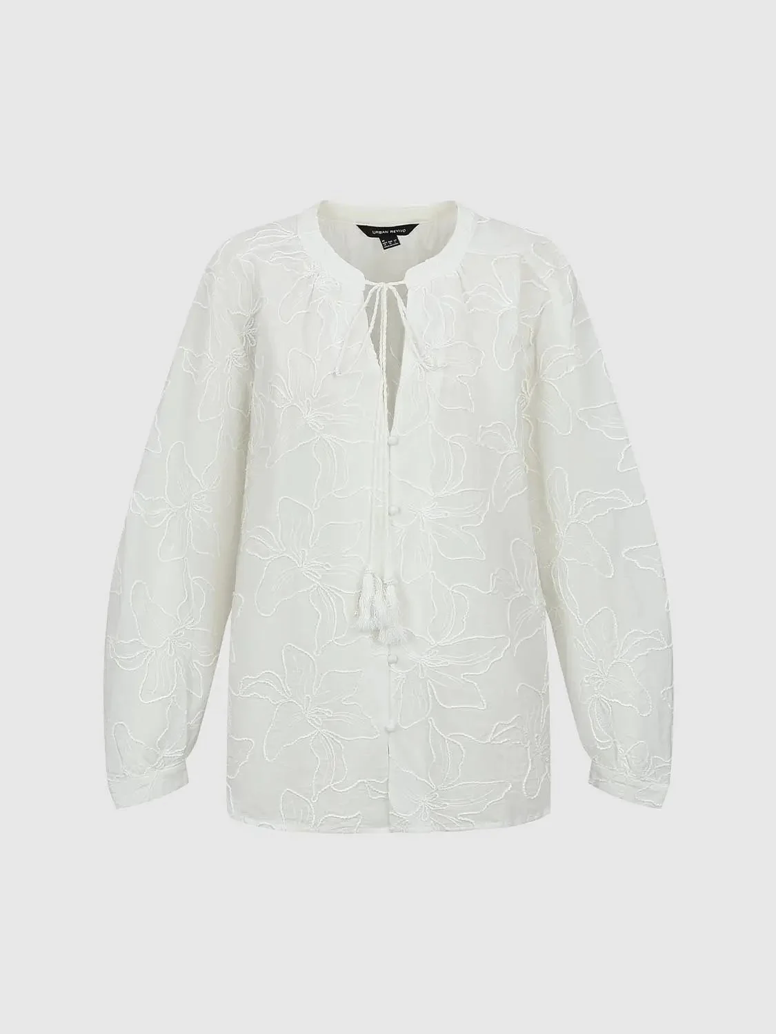 15629-floral-embroidered-tie-detail-v-neck-shirts-7.webp Floral Embroidered Tie Detail V-Neck Shirts