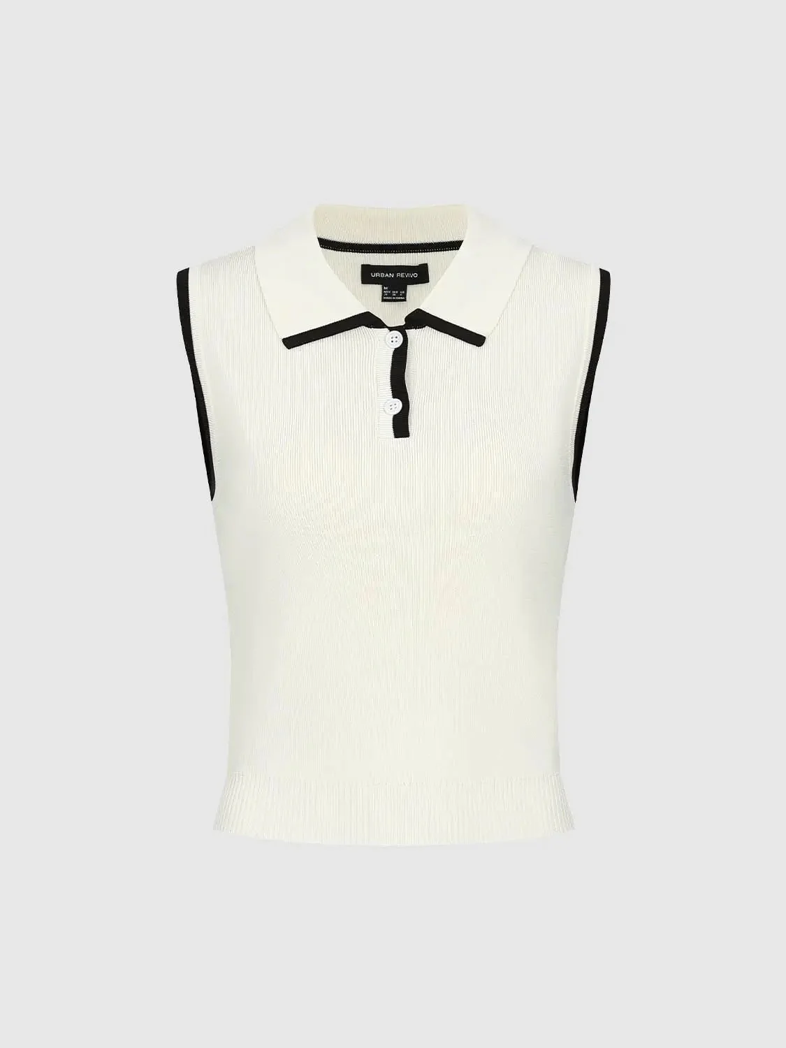 15652-polo-neck-contrast-trim-sleeveless-knitted-t-shirts-7.webp Polo Neck Contrast Trim Sleeveless Knitted T-Shirts