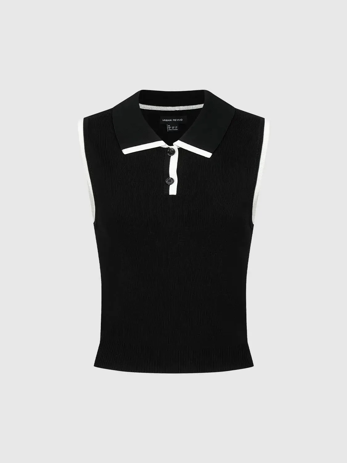 15652-polo-neck-contrast-trim-sleeveless-knitted-t-shirts-8.webp Polo Neck Contrast Trim Sleeveless Knitted T-Shirts