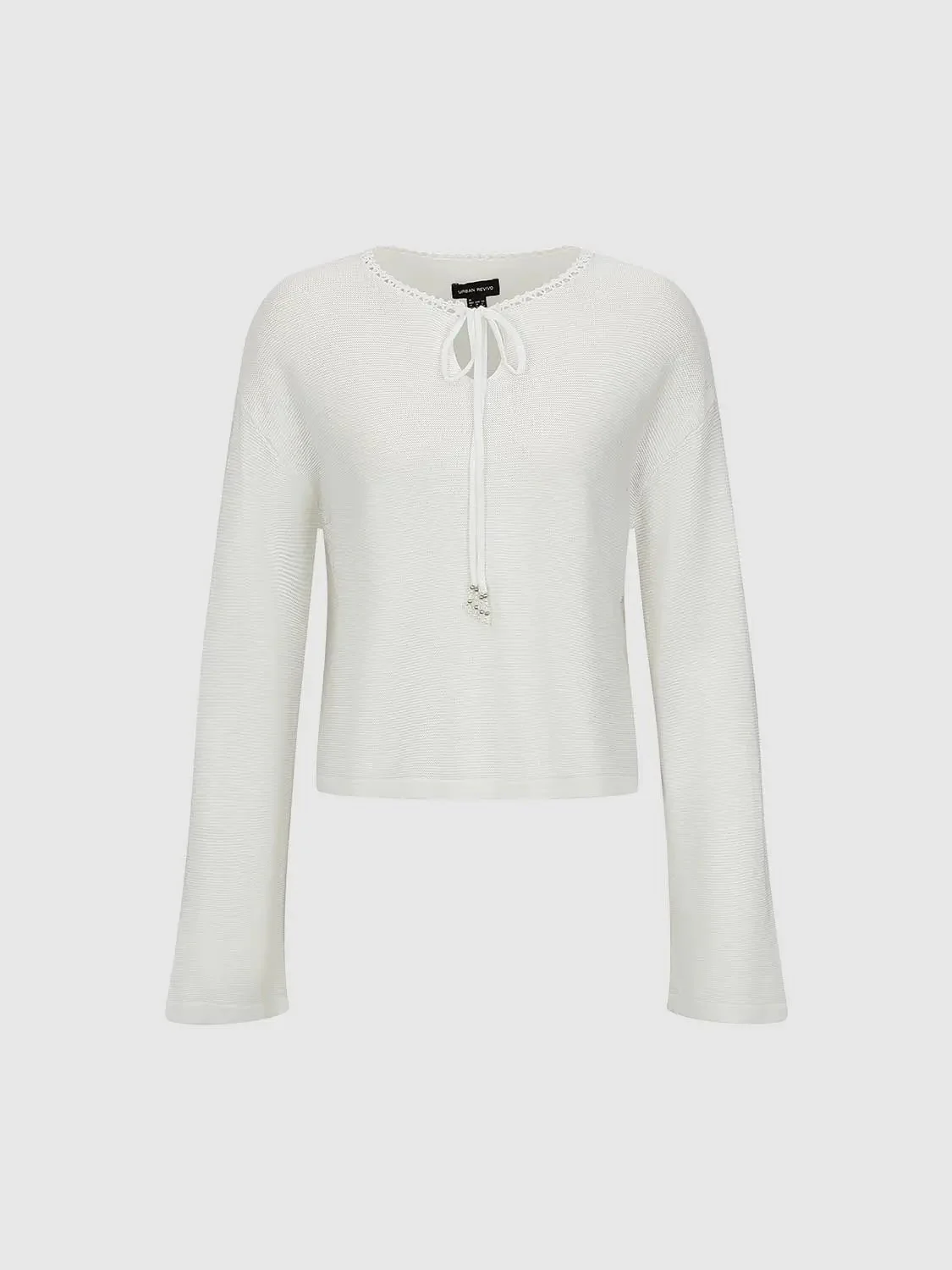 15702-linen-blend-crochet-trim-tie-front-long-sleeve-knitted-t-shirts-1.webp Linen Blend Crochet Trim Tie Front Long Sleeve Knitted T-Shirts