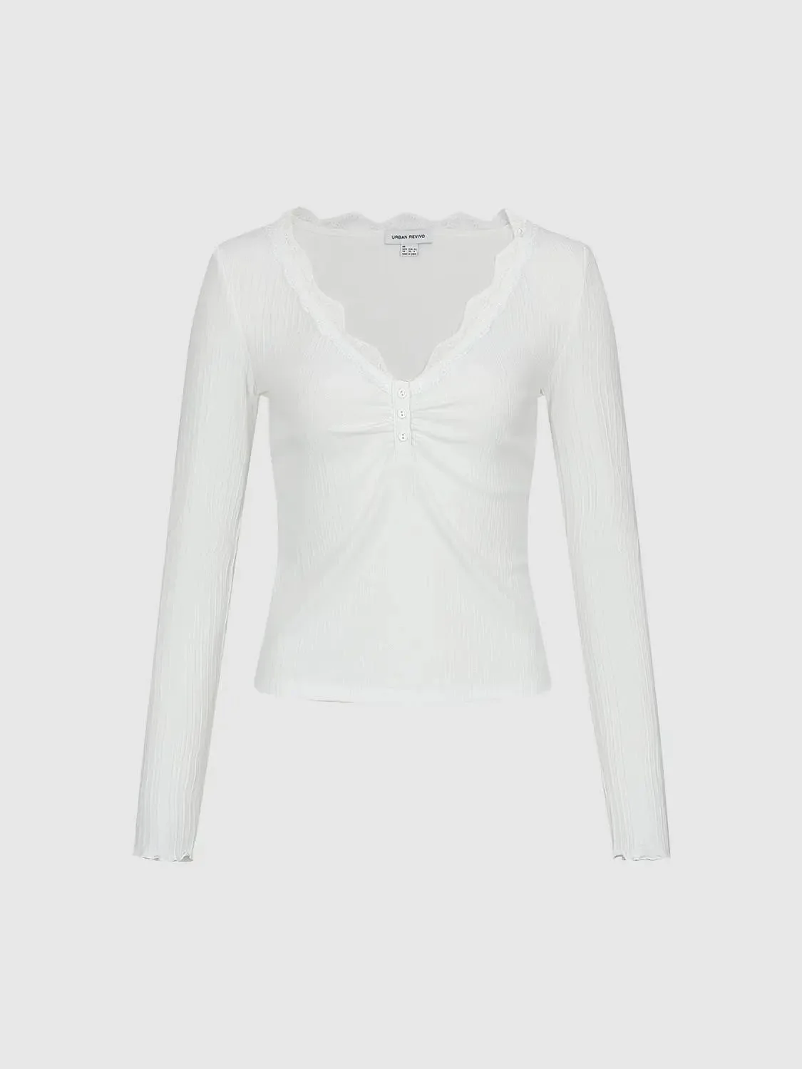 15738-lace-trim-henley-v-neck-long-sleeve-t-shirt-4.webp Lace Trim Henley V Neck Long Sleeve T Shirt