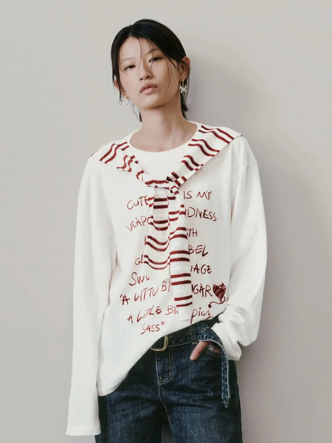 15805-contrast-striped-shawl-detail-cotton-t-shirt-1.webp Contrast Striped Shawl Detail Cotton T Shirt