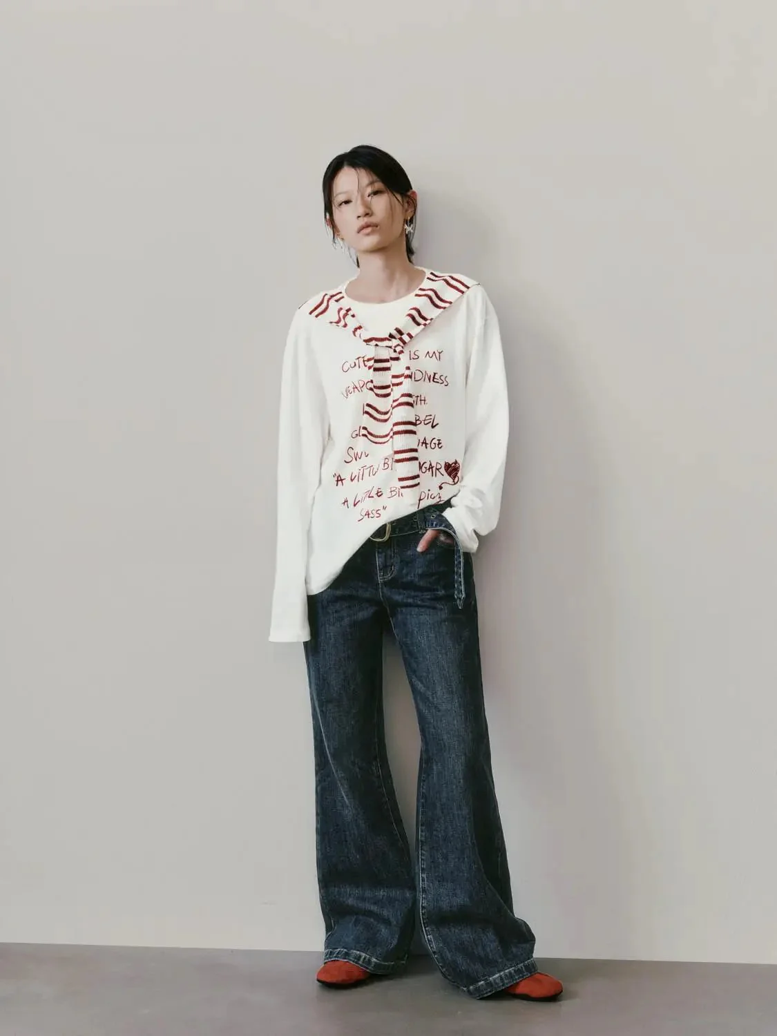 15805-contrast-striped-shawl-detail-cotton-t-shirt-4.webp Contrast Striped Shawl Detail Cotton T Shirt