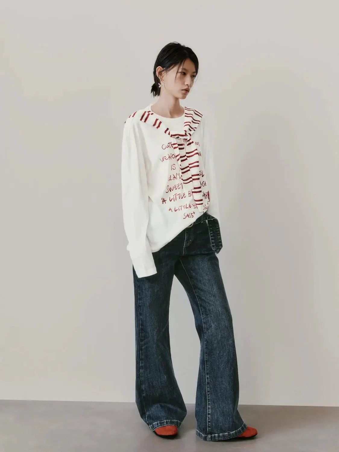 15805-contrast-striped-shawl-detail-cotton-t-shirt-5.webp Contrast Striped Shawl Detail Cotton T Shirt