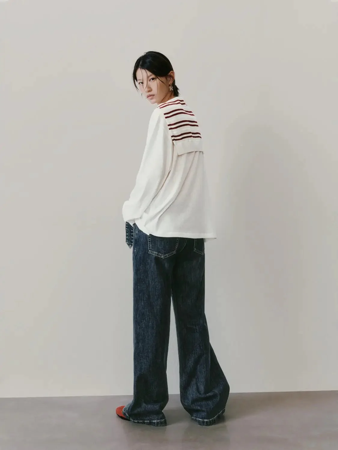 15805-contrast-striped-shawl-detail-cotton-t-shirt-6.webp Contrast Striped Shawl Detail Cotton T Shirt