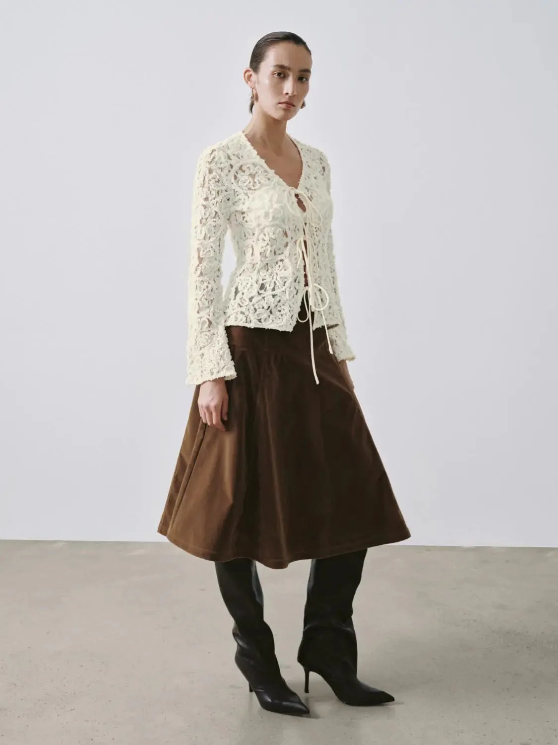 15838-v-neck-laced-tie-front-shirts-4.webp V-Neck Laced Tie Front Shirts