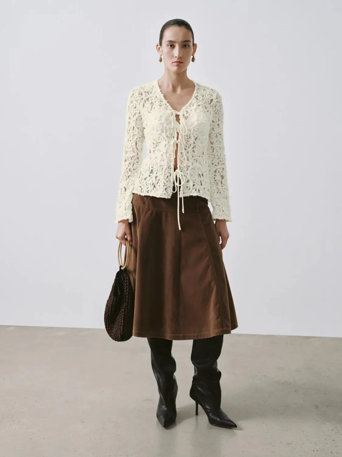 15838-v-neck-laced-tie-front-shirts-5.webp V-Neck Laced Tie Front Shirts