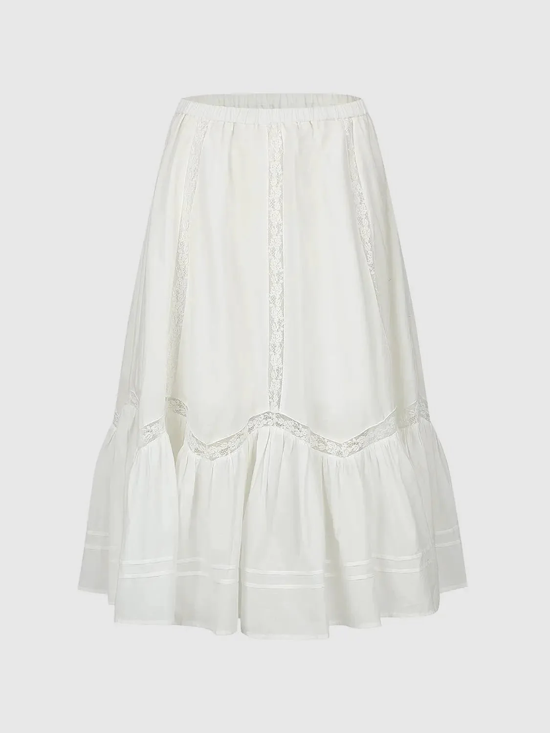 Pull On Laced A-Line Maxi Skirts