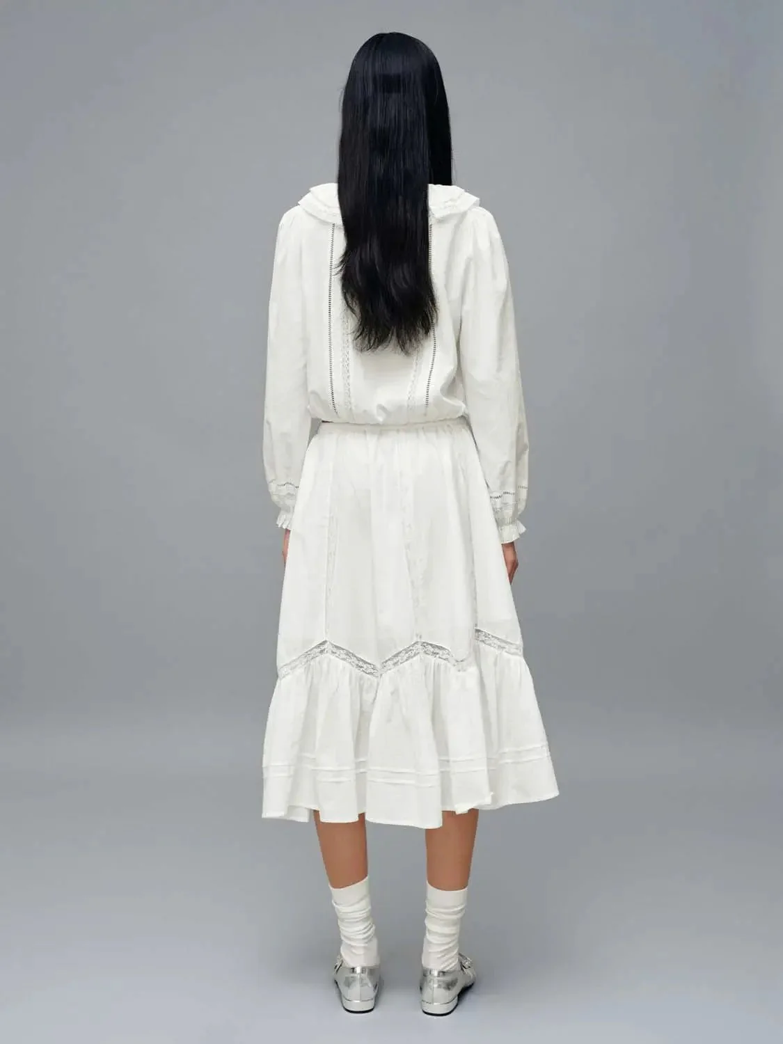 Pull On Laced A-Line Maxi Skirts