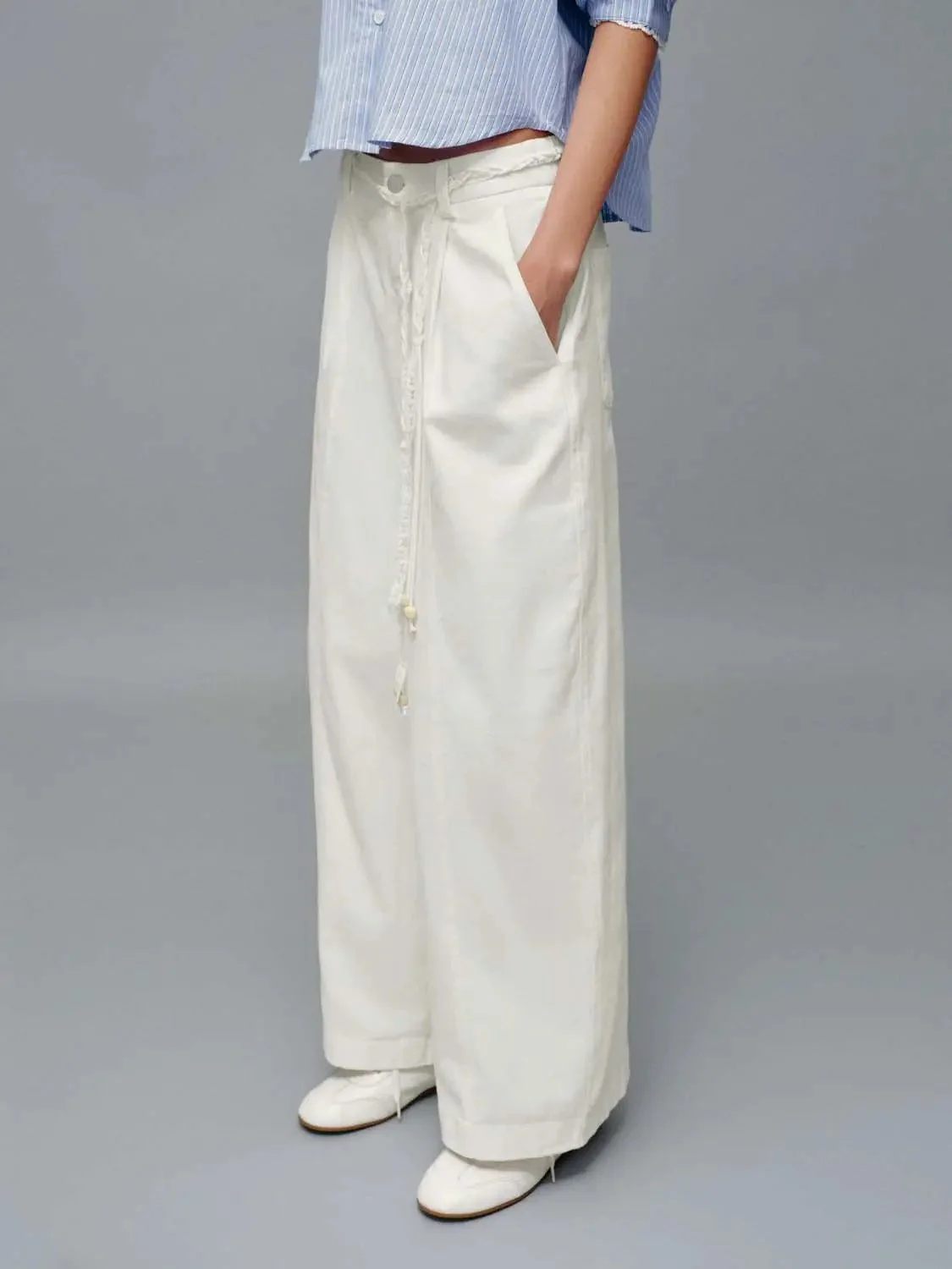 15888-cotton-blend-string-detail-wide-leg-pants-3.webp Cotton Blend String Detail Wide Leg Pants