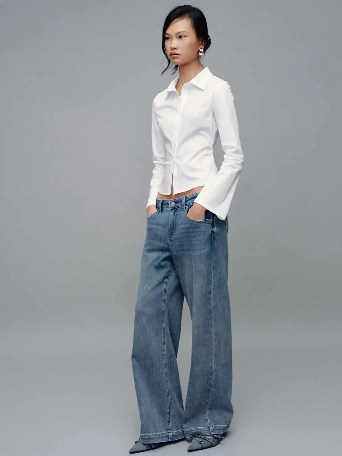 15915-flare-sleeve-cropped-nipped-waist-ruched-shirts-5.webp Flare Sleeve Cropped Nipped Waist Ruched Shirts