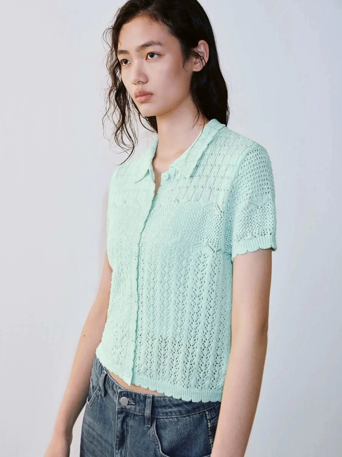 1597-polo-neck-short-sleeve-open-knitted-cardigans-10.webp Polo Neck Short Sleeve Open Knitted Cardigans