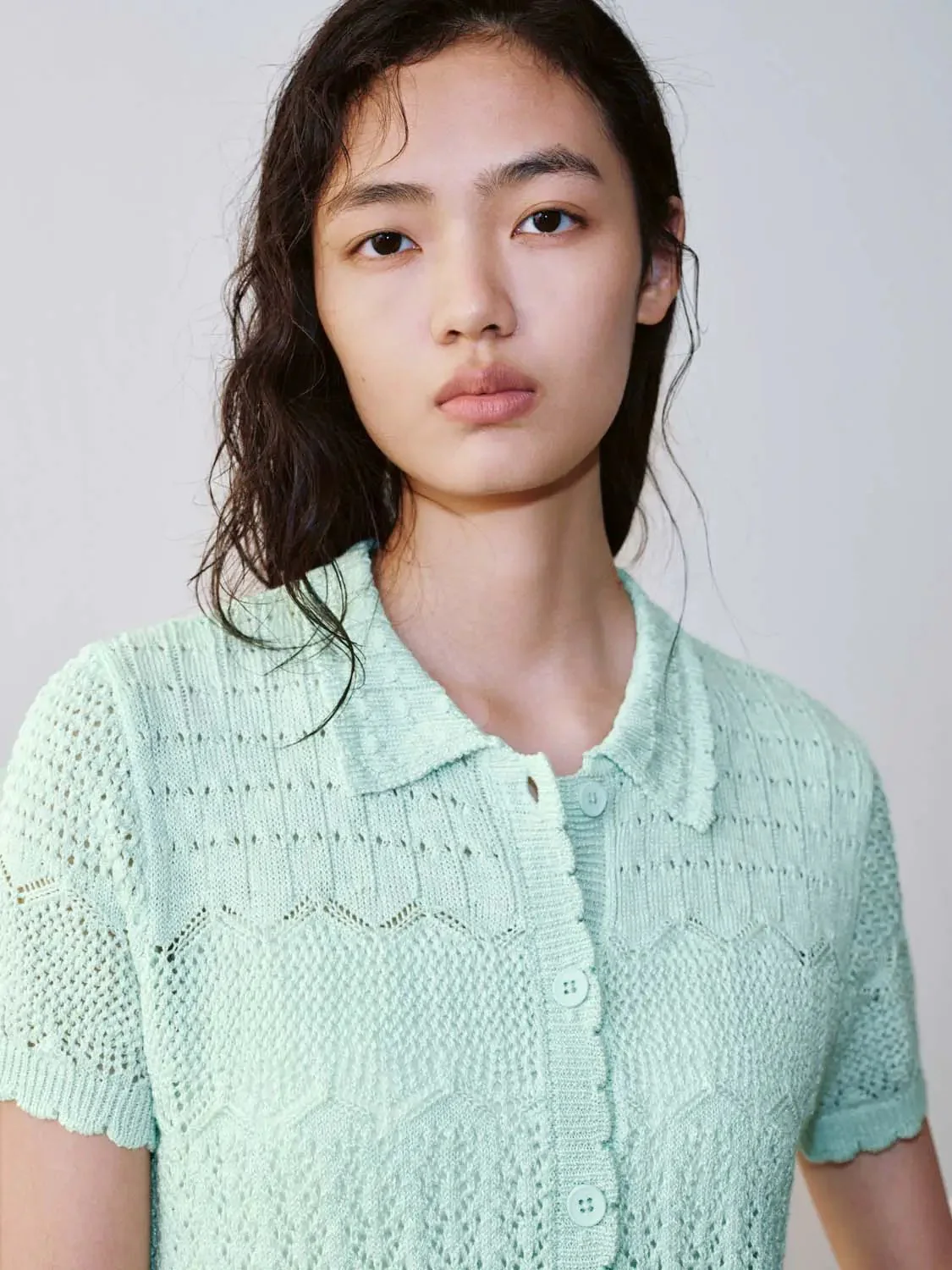 1597-polo-neck-short-sleeve-open-knitted-cardigans-11.webp Polo Neck Short Sleeve Open Knitted Cardigans