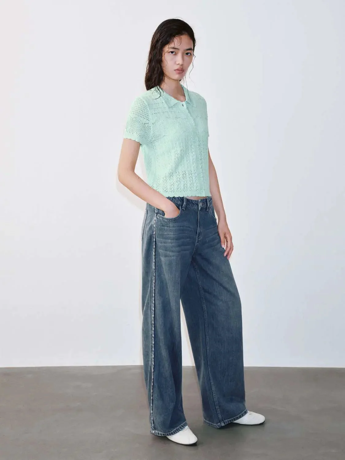 1597-polo-neck-short-sleeve-open-knitted-cardigans-12.webp Polo Neck Short Sleeve Open Knitted Cardigans