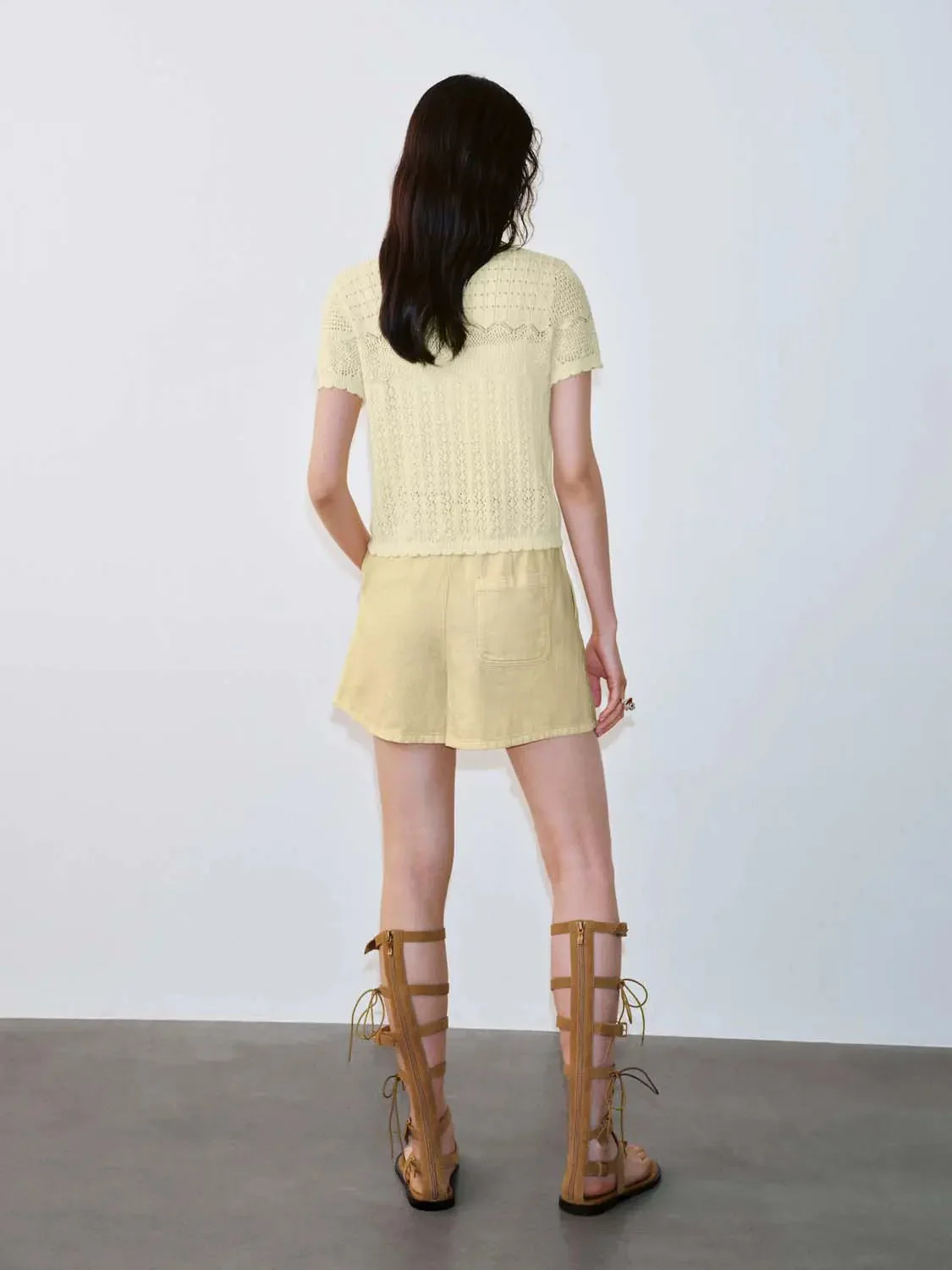 1597-polo-neck-short-sleeve-open-knitted-cardigans-4.webp Polo Neck Short Sleeve Open Knitted Cardigans