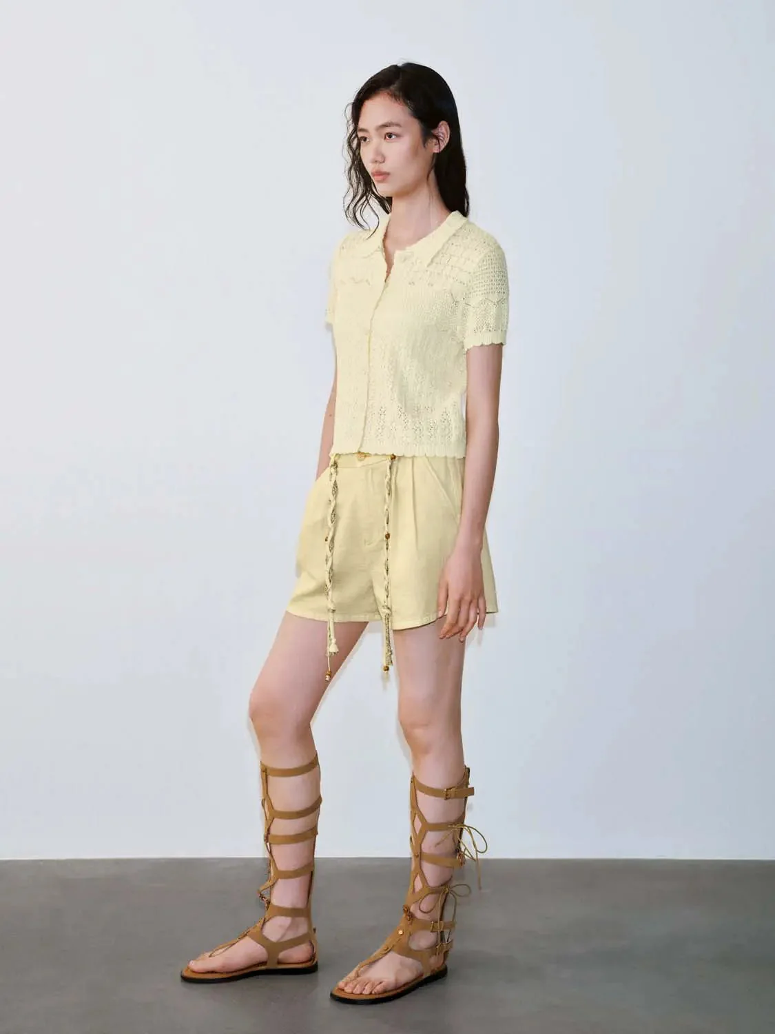 1597-polo-neck-short-sleeve-open-knitted-cardigans-6.webp Polo Neck Short Sleeve Open Knitted Cardigans