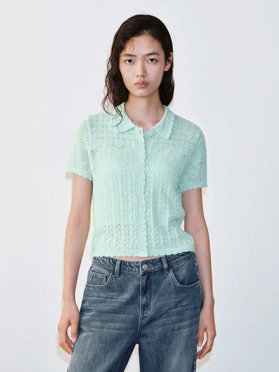 1597-polo-neck-short-sleeve-open-knitted-cardigans-9.webp Polo Neck Short Sleeve Open Knitted Cardigans