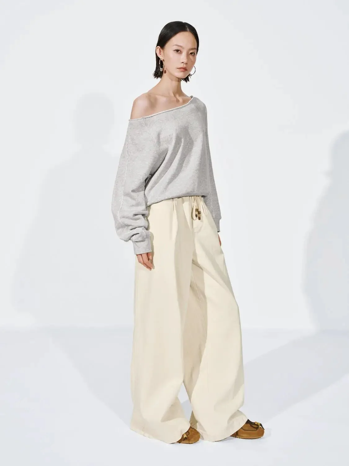 Drawstring Pull On Wide Leg Pants
