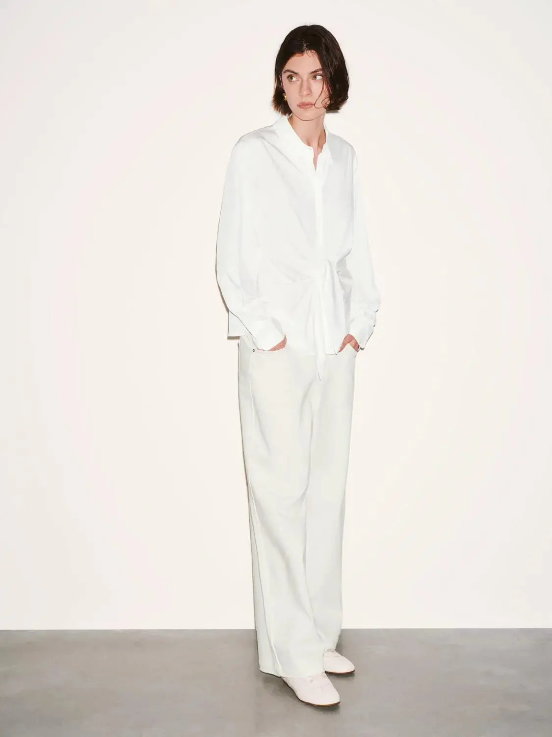 Viscose Knotted Asymmetric Front Silhouette Shirt