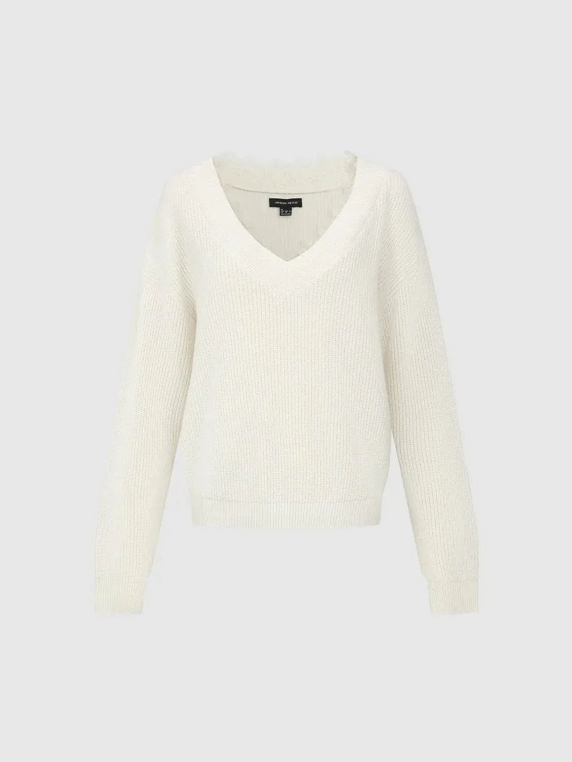 16042-lace-trim-v-neck-long-sleeve-knitted-t-shirts-3.webp Lace Trim V-Neck Long Sleeve Knitted T-Shirts