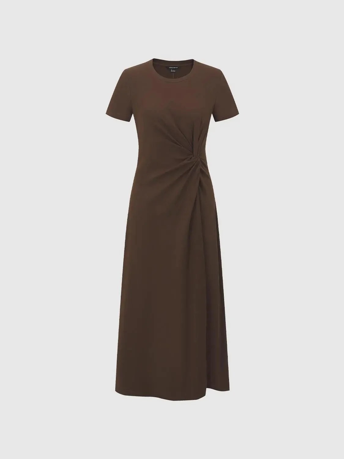 1617-cotton-blend-crew-neck-short-sleeve-draped-knot-midi-dresses-23.webp Cotton Blend Crew Neck Short Sleeve Draped Knot Midi Dresses