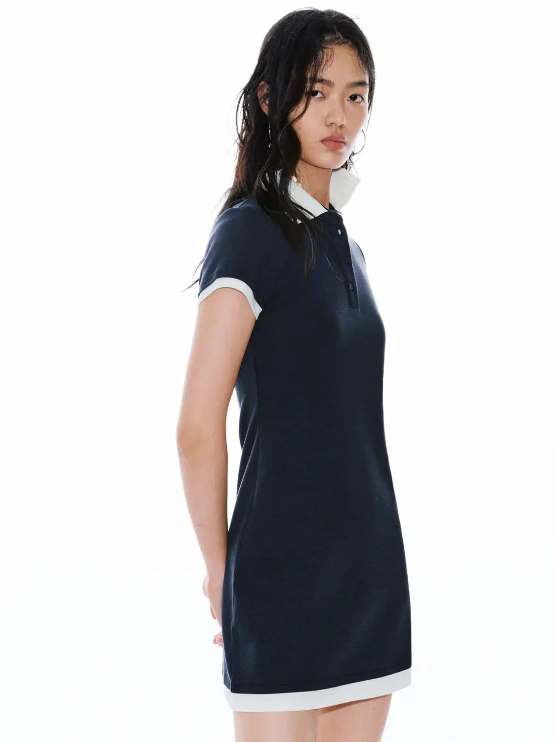 162-navy-polo-neck-a-line-contrast-trim-dress-2.webp Navy Polo Neck A Line Contrast Trim Dress