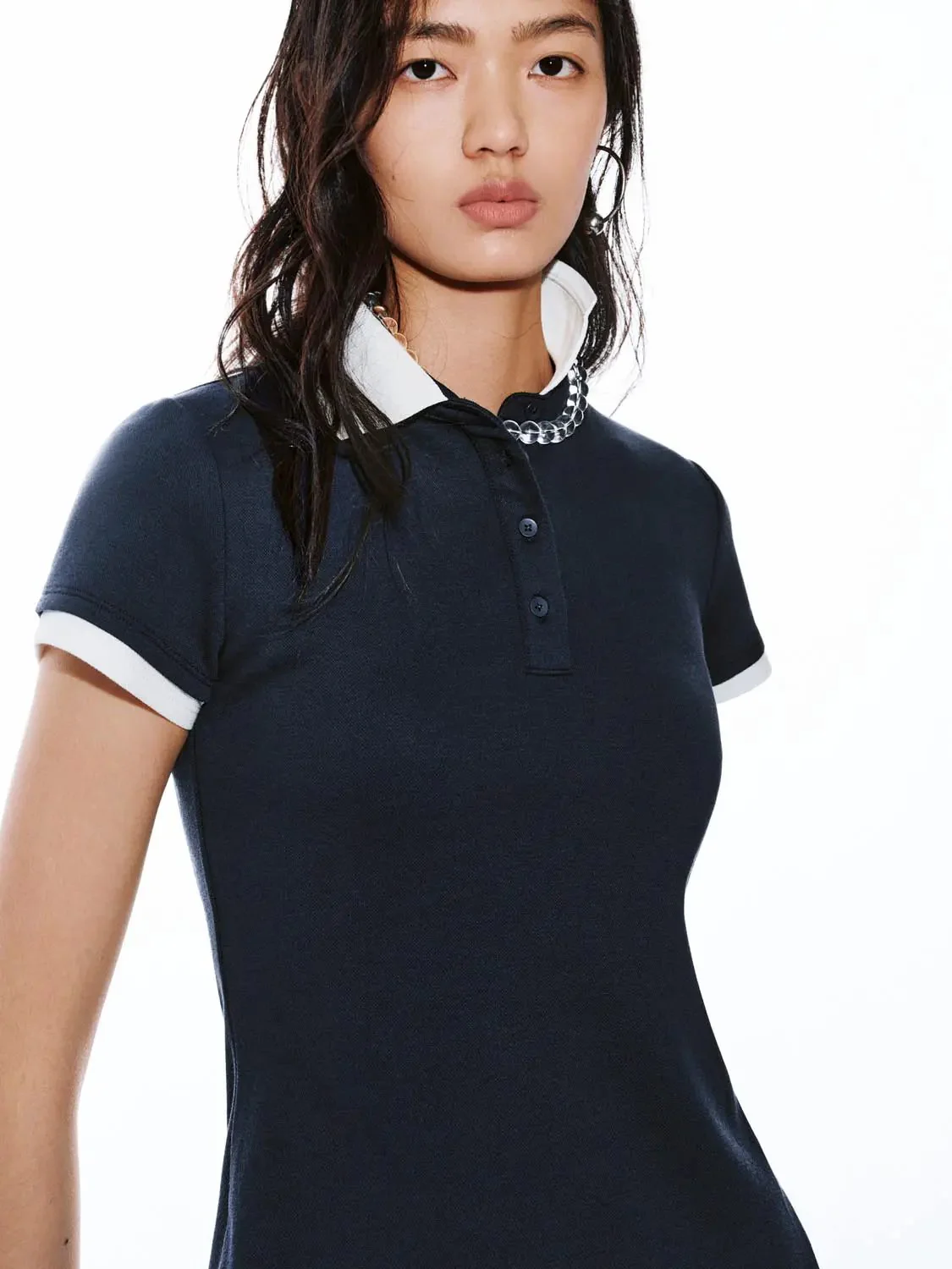 162-navy-polo-neck-a-line-contrast-trim-dress-3.webp Navy Polo Neck A Line Contrast Trim Dress