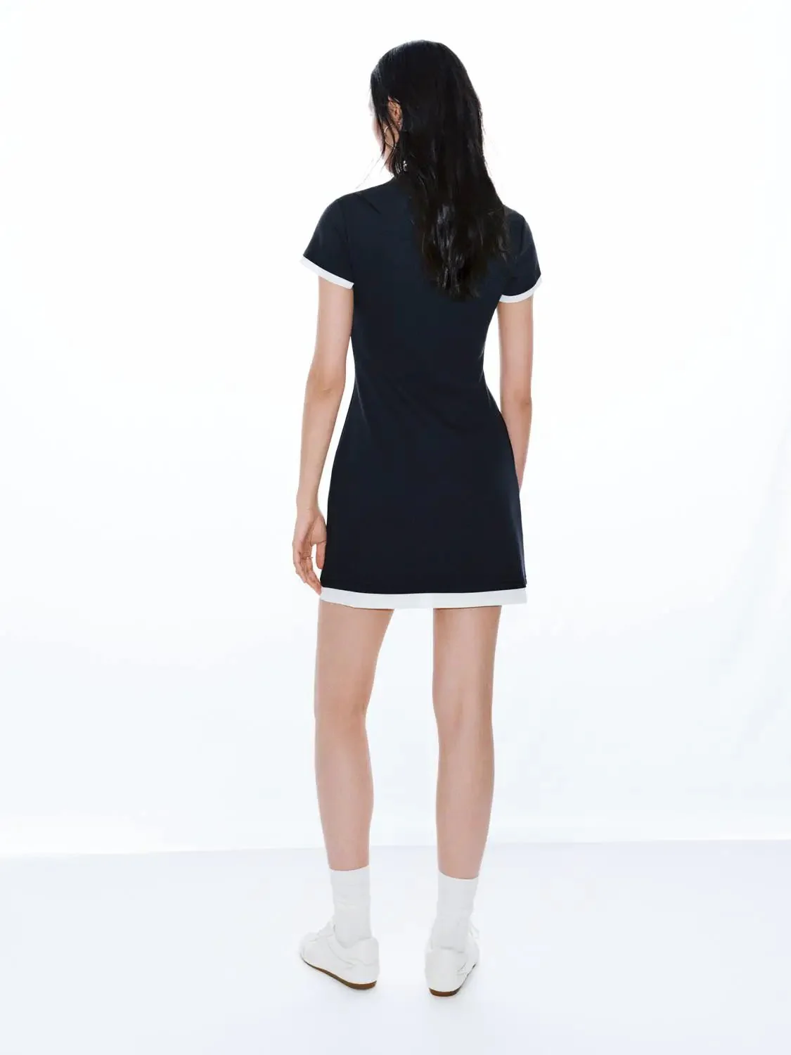 162-navy-polo-neck-a-line-contrast-trim-dress-6.webp Navy Polo Neck A Line Contrast Trim Dress