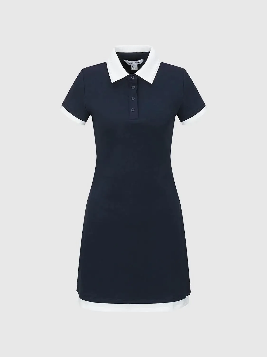 162-navy-polo-neck-a-line-contrast-trim-dress-7.webp Navy Polo Neck A Line Contrast Trim Dress