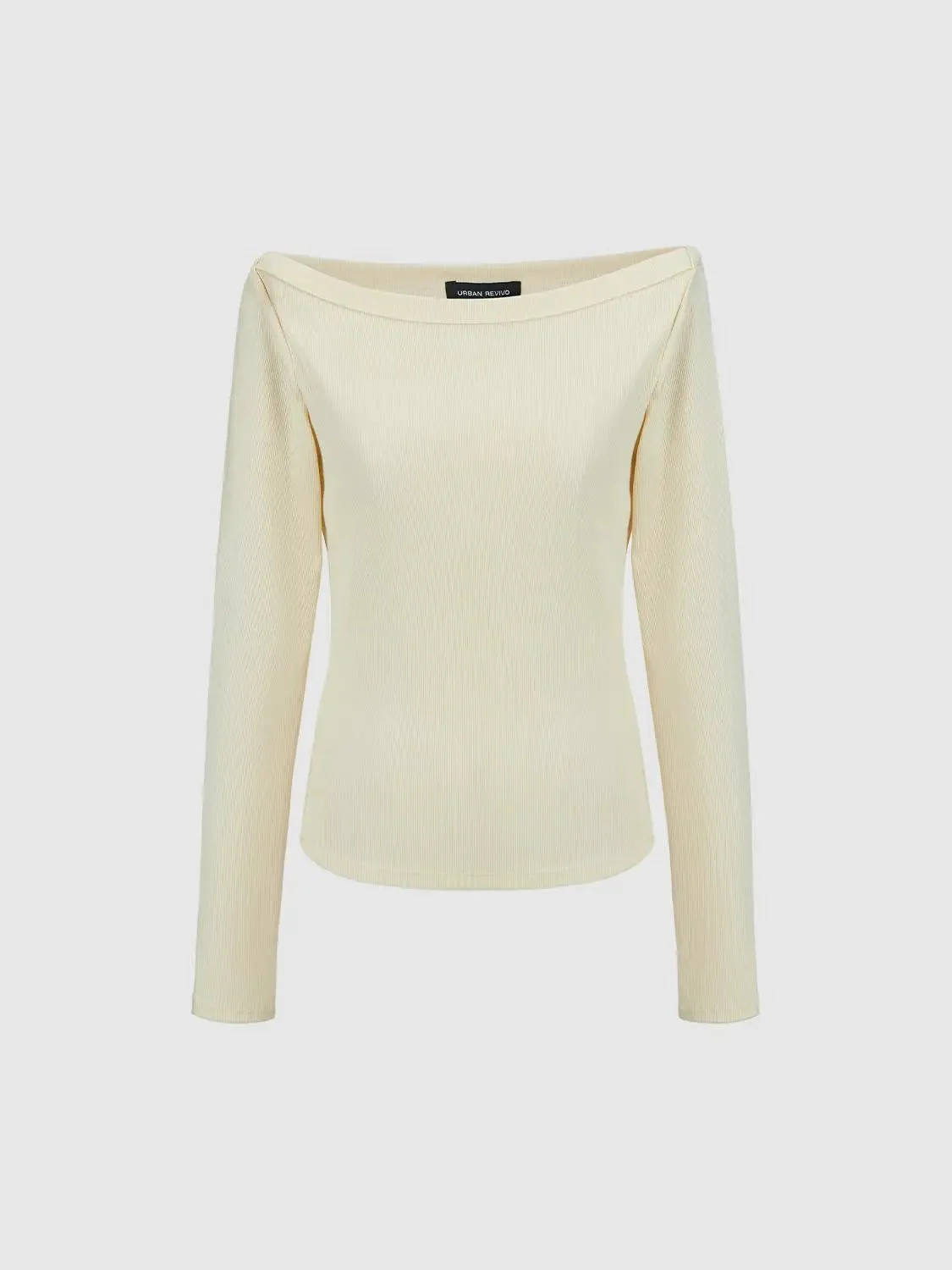 Cotton And Viscose Blend Off Shoulder Long Sleeve T Shirts