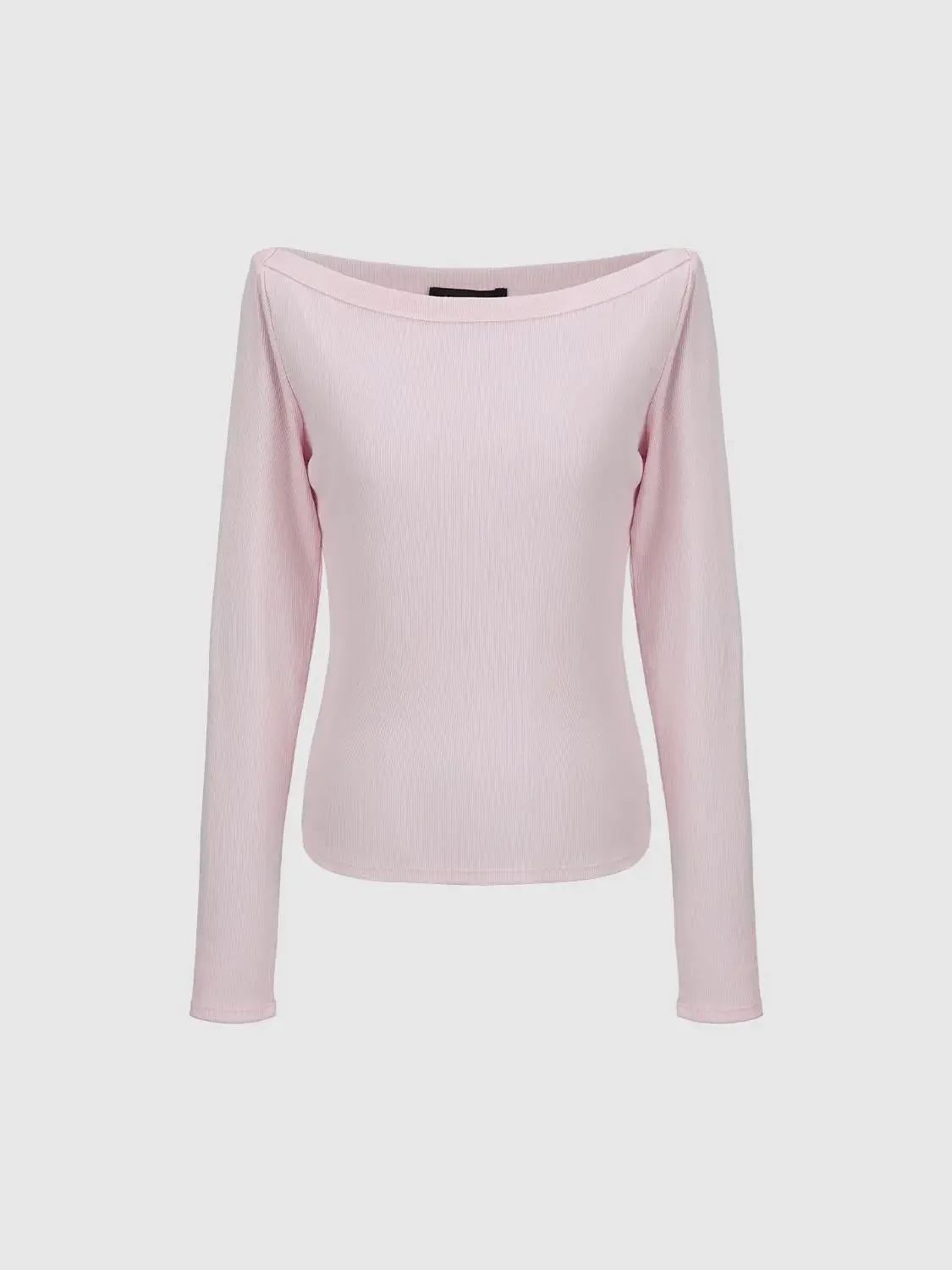 Cotton And Viscose Blend Off Shoulder Long Sleeve T Shirts