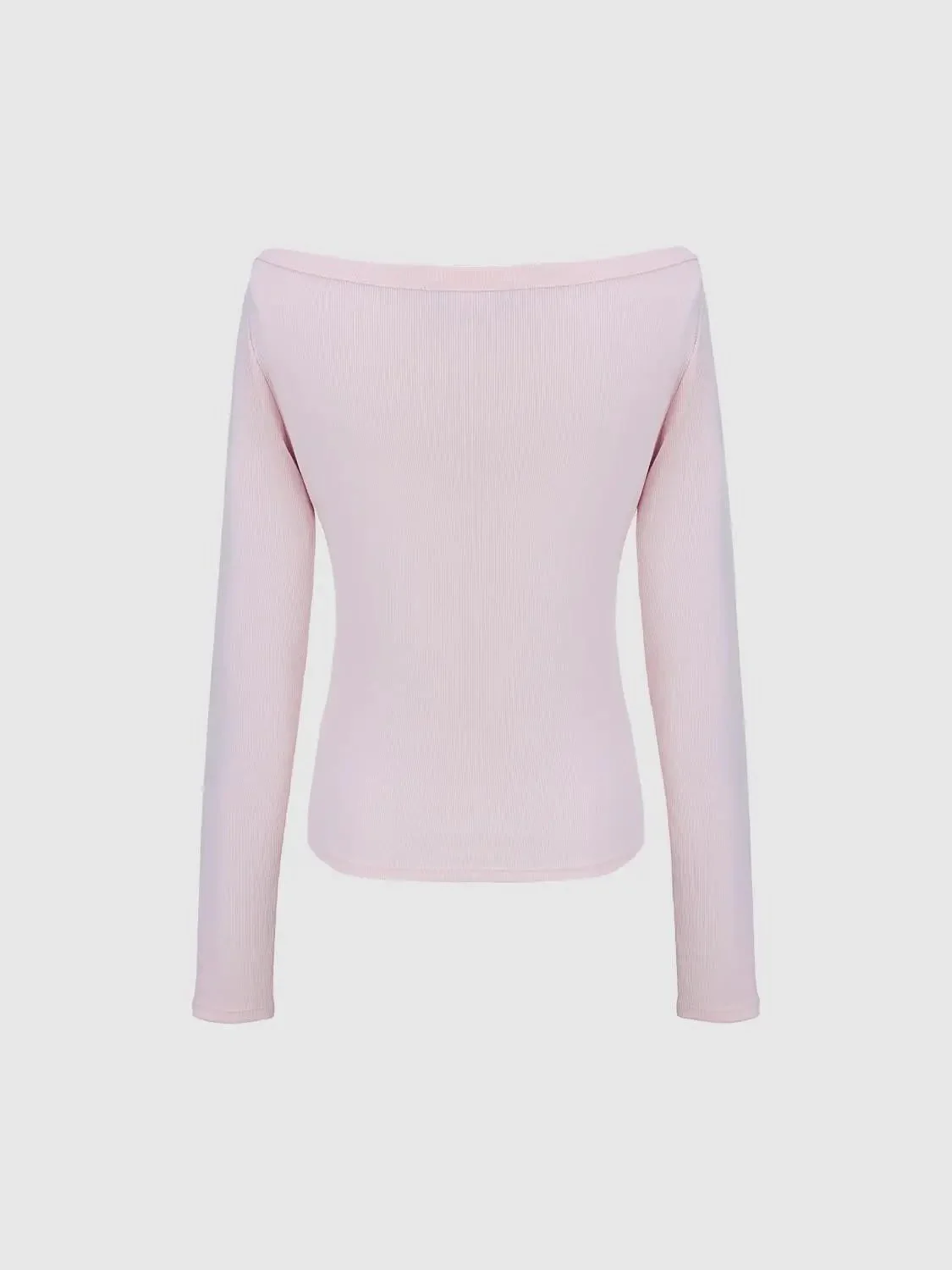 Cotton And Viscose Blend Off Shoulder Long Sleeve T Shirts
