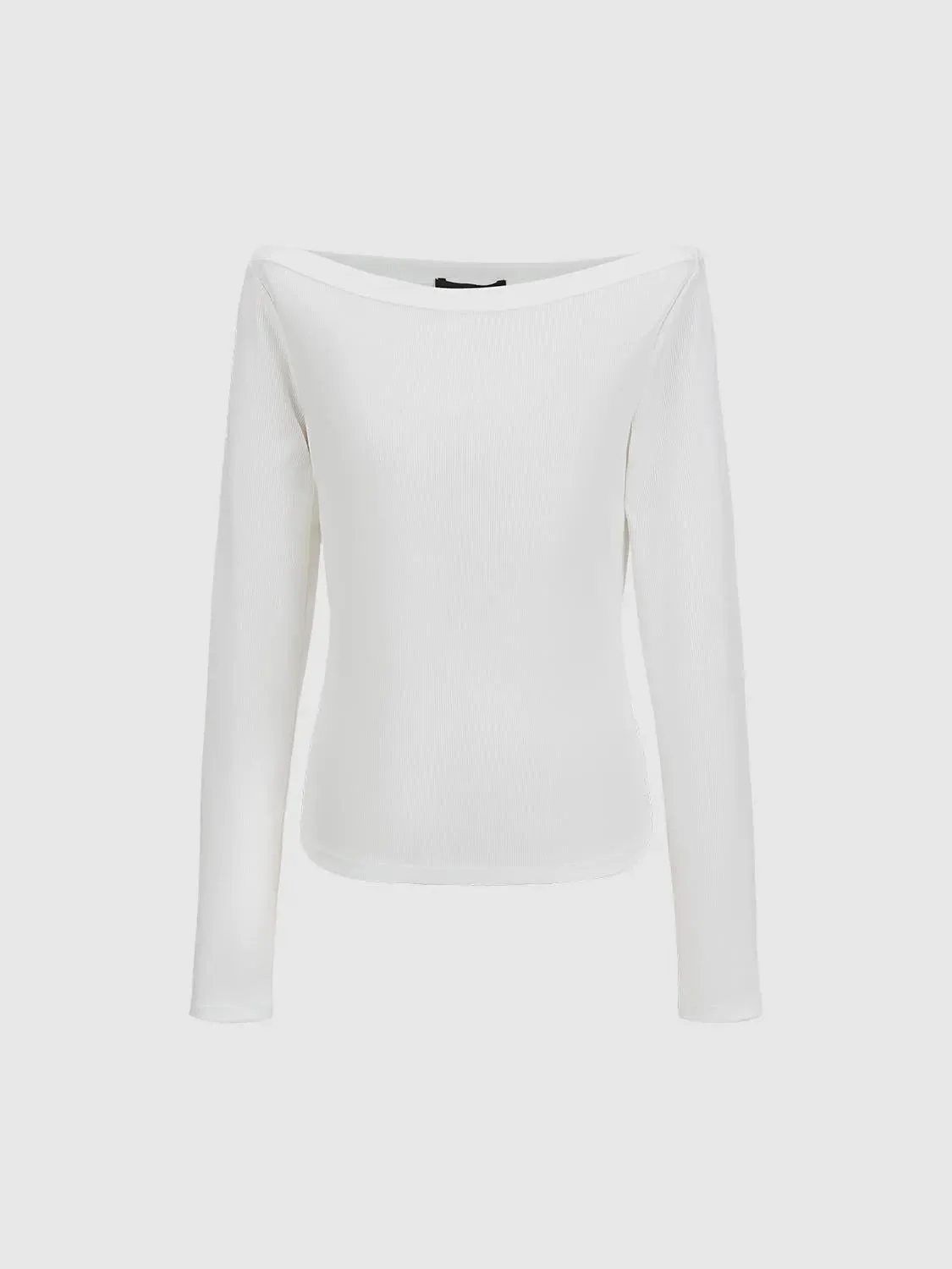 Cotton And Viscose Blend Off Shoulder Long Sleeve T Shirts