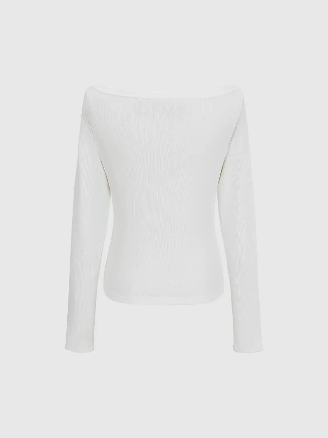 Cotton And Viscose Blend Off Shoulder Long Sleeve T Shirts