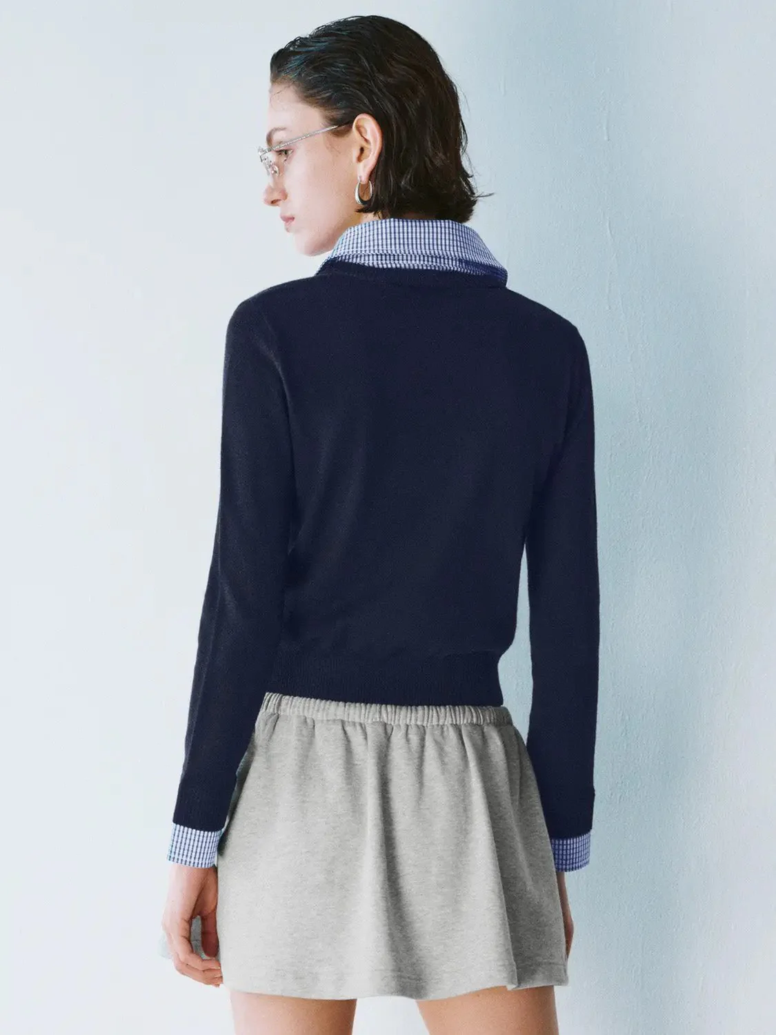 16498-white-plaid-collar-knit-top-with-blue-striped-collar-top-4.webp White Plaid Collar Knit Top With Blue Striped Collar Top