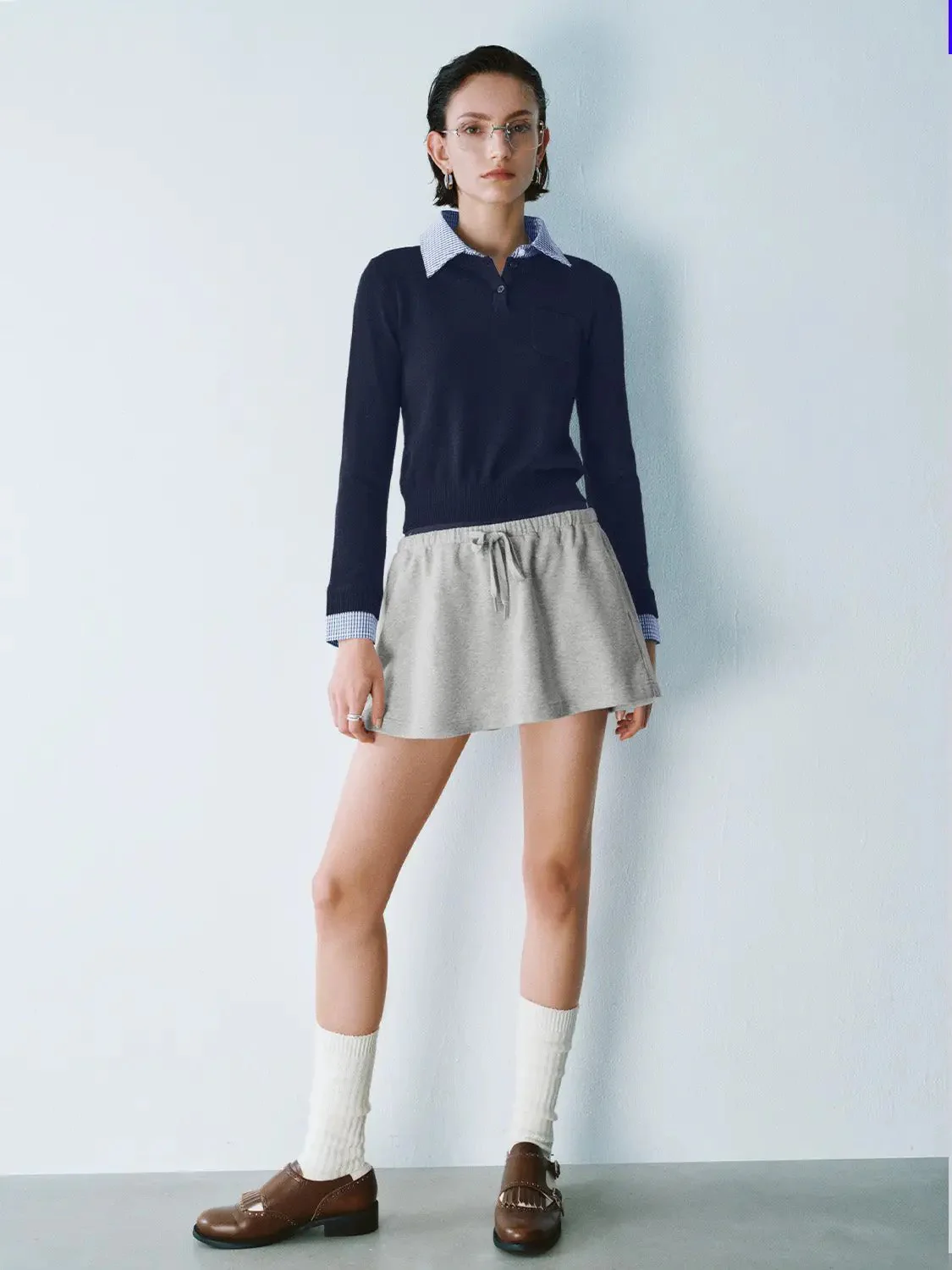 16498-white-plaid-collar-knit-top-with-blue-striped-collar-top-5.webp White Plaid Collar Knit Top With Blue Striped Collar Top