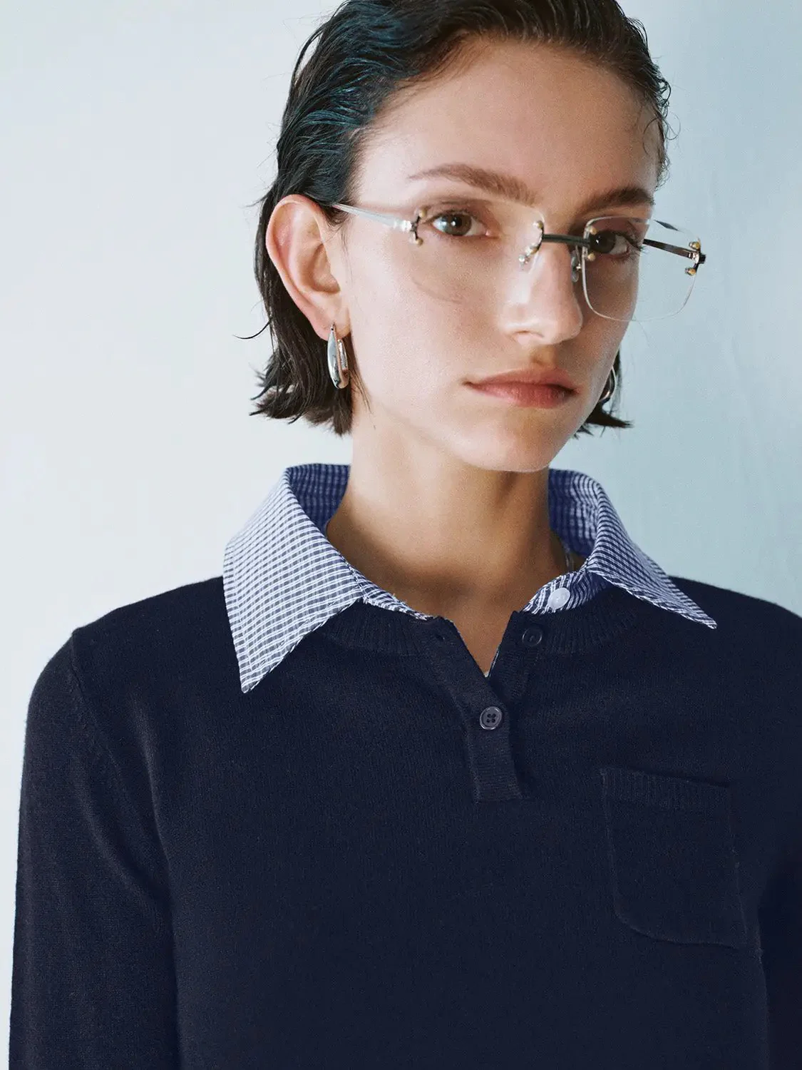 16498-white-plaid-collar-knit-top-with-blue-striped-collar-top-6.webp White Plaid Collar Knit Top With Blue Striped Collar Top