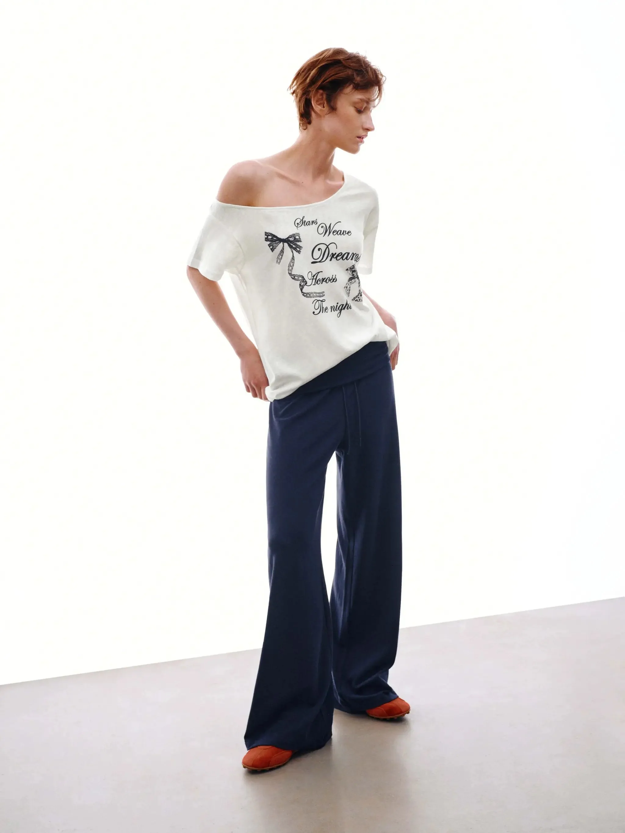 Cotton One Shoulder Printed Loose Fit T-Shirts